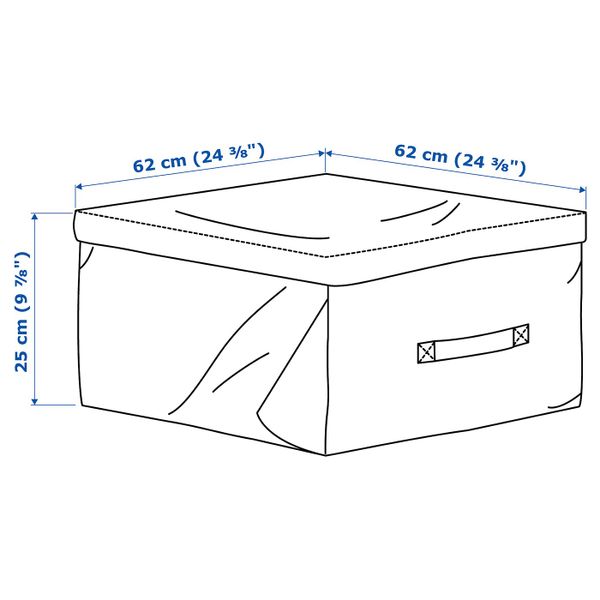 Мешок для подушек, черный 62x62 см IKEA TOSTERÖ ТОСТЕРО 204.098.23 - схема-чертеж с размерами