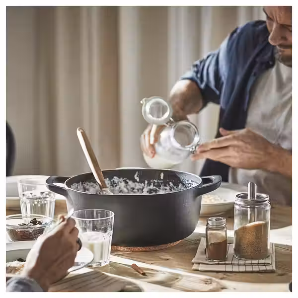 VARDAGEN Казан с крышкой - эмалированный чугун матовая поверхность/чёрный 5 л - фото 4