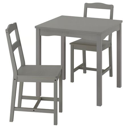 HAUGA / HAUGA Стол и 2 стула - серый/серый 74x74 см