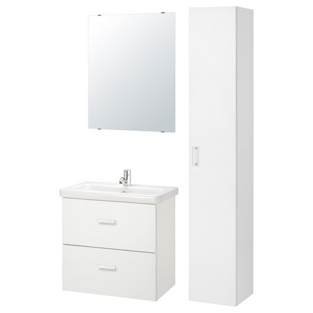 Комплект мебели для ванной,8 предм., белый/ПИЛКОН смеситель 64x43x65 см IKEA FISKÅN ФИСКОН / TVÄLLEN ТВЭЛЛЕН 594.373.54