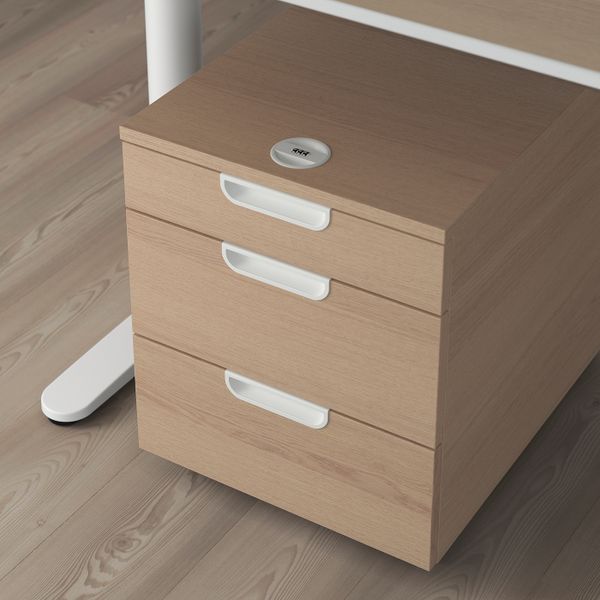 Тумба с ящиками на колесах, дубовый шпон, беленый 45x55 см IKEA GALANT ГАЛАНТ 303.682.33 - фото 2