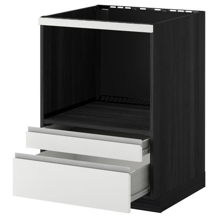 Напольный шкаф для комбинирования СВЧ, ящики МЕТОД / ФОРВАРА, черный, Нодста белый (60x60 см)