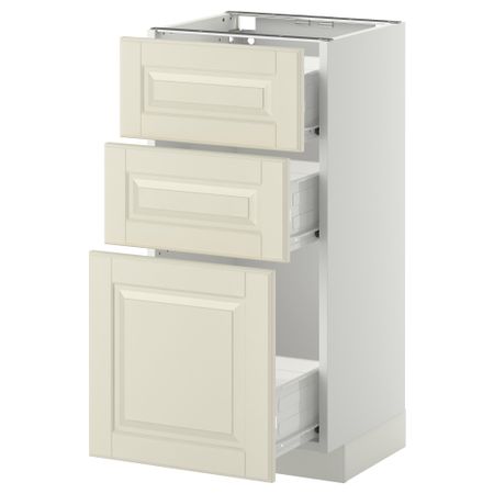 Напольный шкаф с 3 ящиками МЕТОД / ФОРВАРА, белый, Будбин белый с оттенком