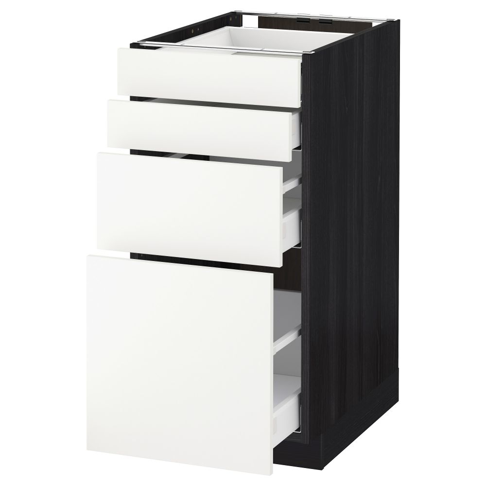 Напольный шкаф 4 фронтальных панели, 4 ящика МЕТОД / МАКСИМЕРА, черный, Хэггеби белый - схема-чертеж с размерами
