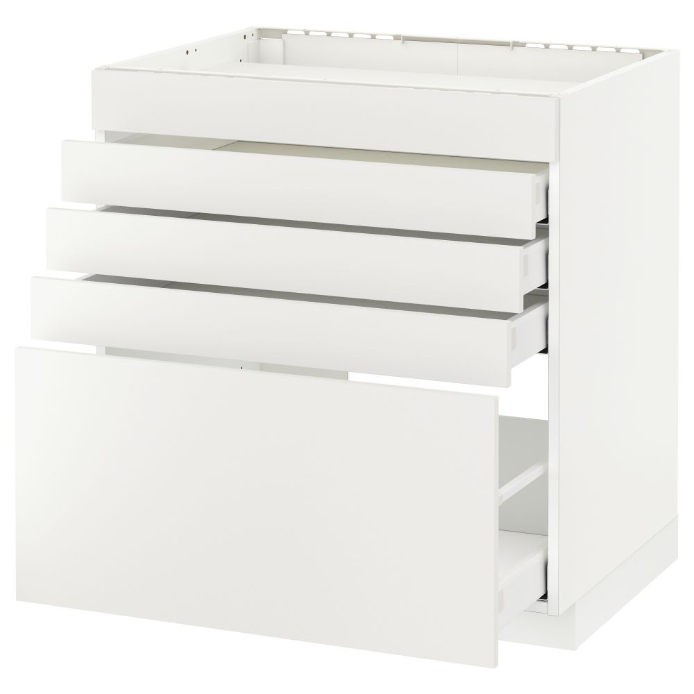 Напольный шкаф для варочной панели, 5 фасадов, 4 ящиков МЕТОД / МАКСИМЕРА, белый, Хэггеби белый - схема-чертеж с размерами