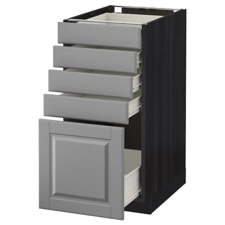 Напольный шкаф с 5 ящиками МЕТОД / ФОРВАРА, черный, Будбин серый