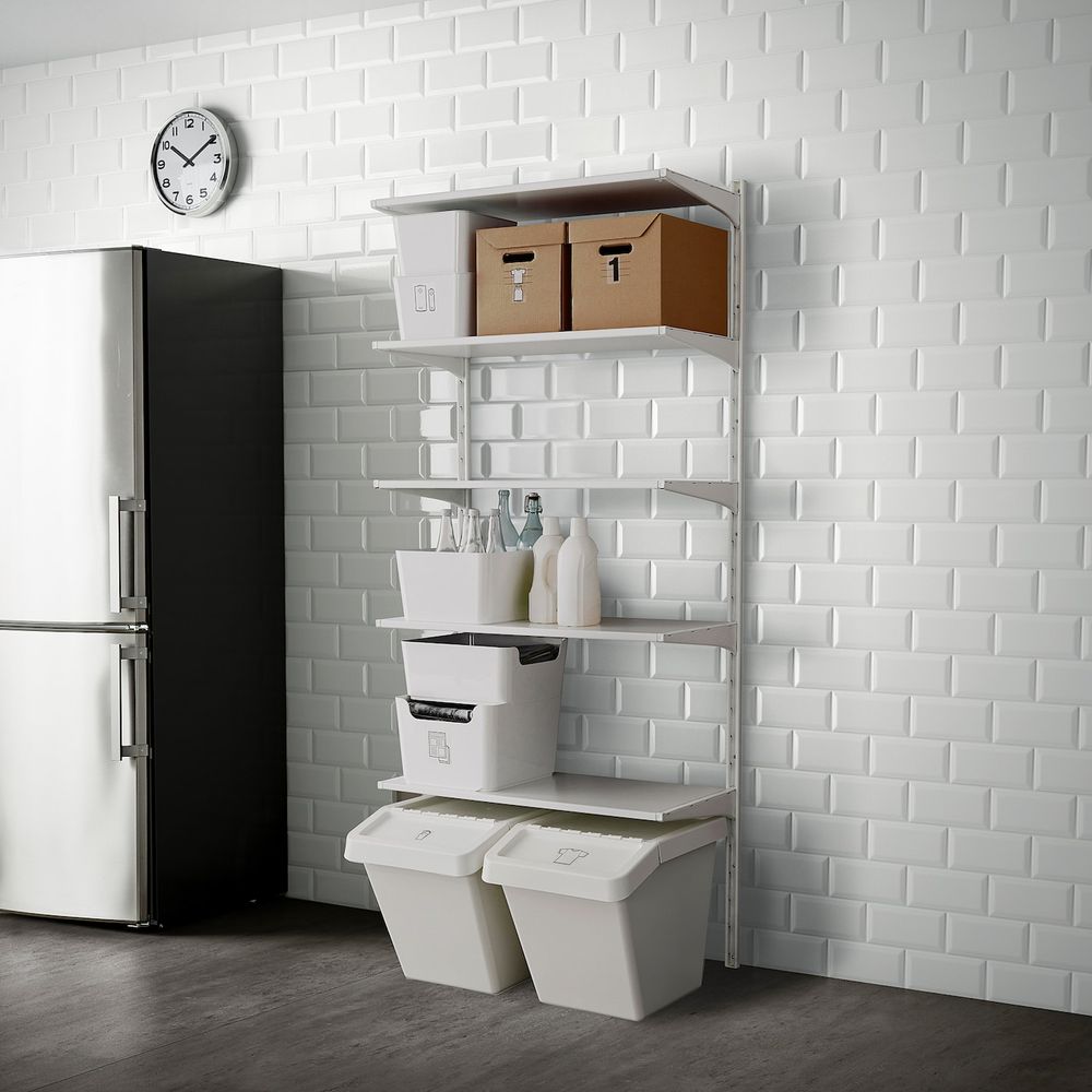 Настенная шина/полки, белый 86x41x197 см IKEA АЛЬГОТ 592.303.82 - фото 1