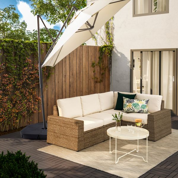 Зонт от солнца с опорой, бежевый/Сварто темно-серый 300 см IKEA OXNÖ ОКСНЭ / LINDÖJA ЛИНДЭЙА 092.914.72 - фото 3