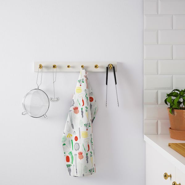 Вешалка с 6 крючками, белый/желтая медь IKEA LURT ЛУРТ / ENERYDA ЭНЕРИДА 892.372.78 - схема-чертеж с размерами