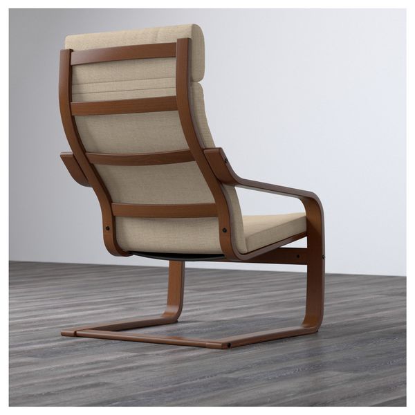 Кресло ПОЭНГ, классический коричневый, Исунда бежевый - фото 3