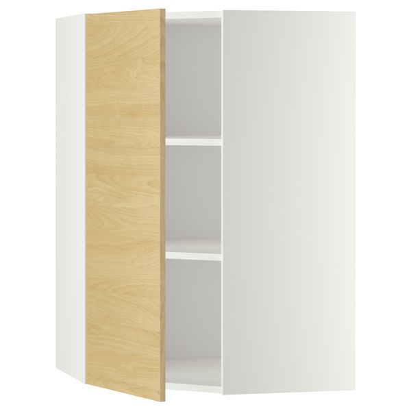 Угловой навесной шкаф с полками МЕТОД, белый, Тингсрид береза - схема-чертеж с размерами