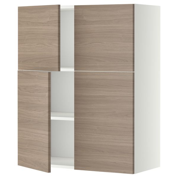 Навесной шкаф с полками, 4 дверцы МЕТОД, белый, Брокхульт светло-серый (80x100 см) - схема-чертеж с размерами