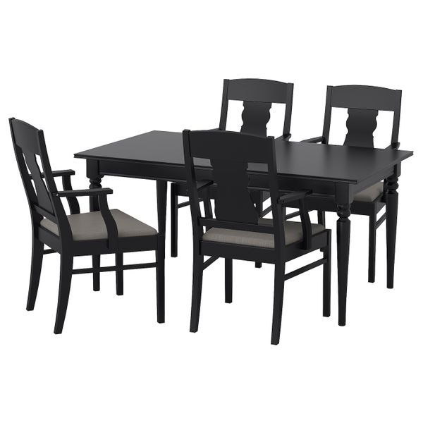 Стол и 4 стула, черный, 155 см IKEA ИНГАТОРП / ИНГАТОРП 292.407.83 - фото 1