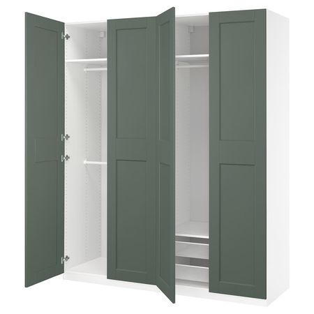 PAX / GRIMO Гардероб, комбинация - белый/серо-зеленый 200x60x236 см