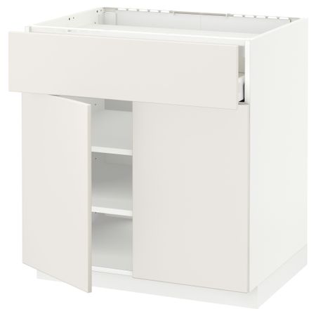 Напольный шкаф для варочной панели, ящик, полка, 2 дверцы МЕТОД / МАКСИМЕРА, белый, Веддинге белый