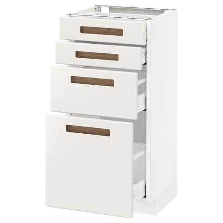 Напольный шкаф 4 фронтальных панели, 4 ящика МЕТОД / МАКСИМЕРА, белый, Мэрста белый