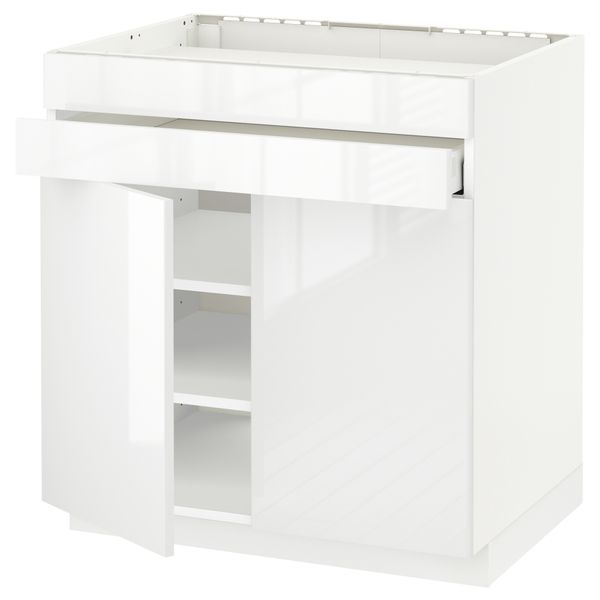 Напольный шкаф для варочной панели, 2 ящика, 2 фасада, 1 ящик МЕТОД / МАКСИМЕРА, белый, Рингульт белый (80x60 см) - схема-чертеж с размерами