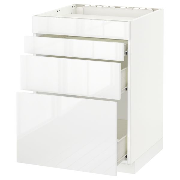 Напольный шкаф для духовки, 4фасада, 3 ящика МЕТОД / ФОРВАРА, белый, Рингульт белый - схема-чертеж с размерами