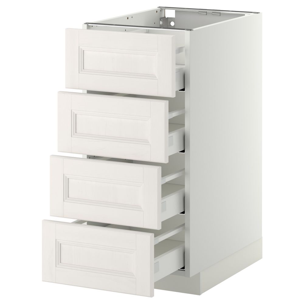 Напольный шкаф 4 фронтальных панели, 4 ящика МЕТОД / МАКСИМЕРА, белый, Лаксарби белый - схема-чертеж с размерами