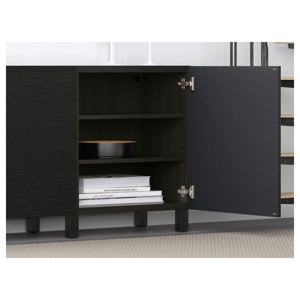 Комбинация для хранения с дверцами БЕСТО, черно-коричневый, Лаксвикен черный (180x40x74 см) - фото 3