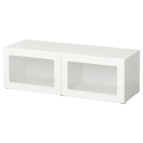 Стеллаж со стеклянная дверьми БЕСТО, Льюсвик белый (120x40x38 см) - схема-чертеж с размерами