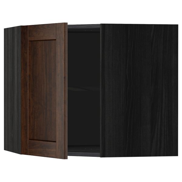 Угловой навесной шкаф с полками, черный/Эдсерум коричневый 68x60 см IKEA МЕТОД 592.264.36 - схема-чертеж с размерами
