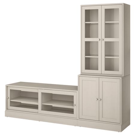 HAVSTA Комбинация для ТВ/стеклянные дверцы - серо-бежевый 241x47x212 см