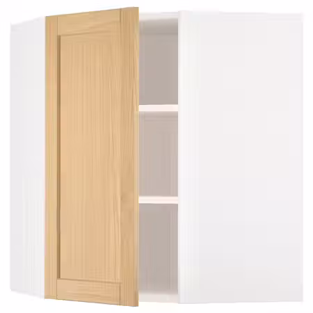 METOD Угловой навесной шкаф с полками - белый/Forsbacka дуб 68x80 см