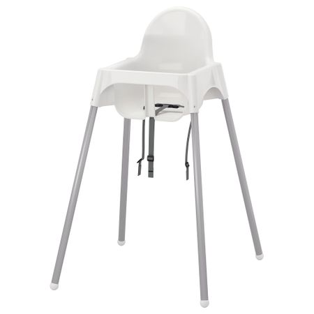 Высокий стульчик с ремнем безопасности, белый, серебристый IKEA ANTILOP АНТИЛОП 890.417.09