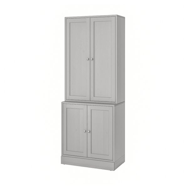 Комбинация для хранения с дверцами, серый 81x47x212 см IKEA HAVSTA ХАВСТА 592.659.89 - фото 1