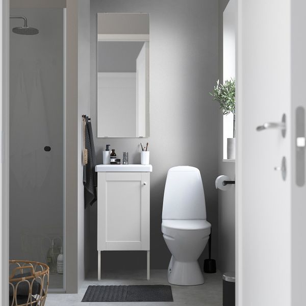 Комплект мебели для ванной,7 предм., Йельсен белый/ПИЛКОН смеситель 44x43x88 см IKEA FISKÅN ФИСКОН / TVÄLLEN ТВЭЛЛЕН 594.360.57 - схема-чертеж с размерами