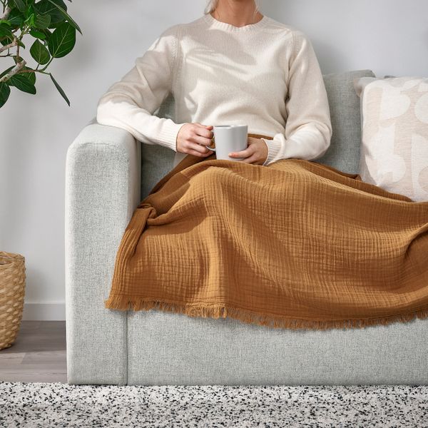 Плед, темный золотисто-коричневый 150x200 см IKEA VALLKRASSING ВАЛЛКРАССИНГ 405.069.79 - схема-чертеж с размерами