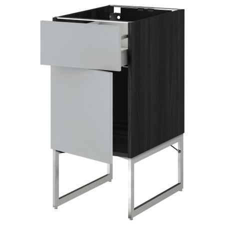 Напольный шкаф с ящиком, дверью МЕТОД / МАКСИМЕРА, черный, Веддинге серый