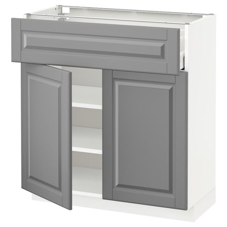Напольный шкаф с ящиком/2дверцами, белый/Будбин серый 80x37 см IKEA METOD МЕТОД / MAXIMERA МАКСИМЕРА 294.469.39