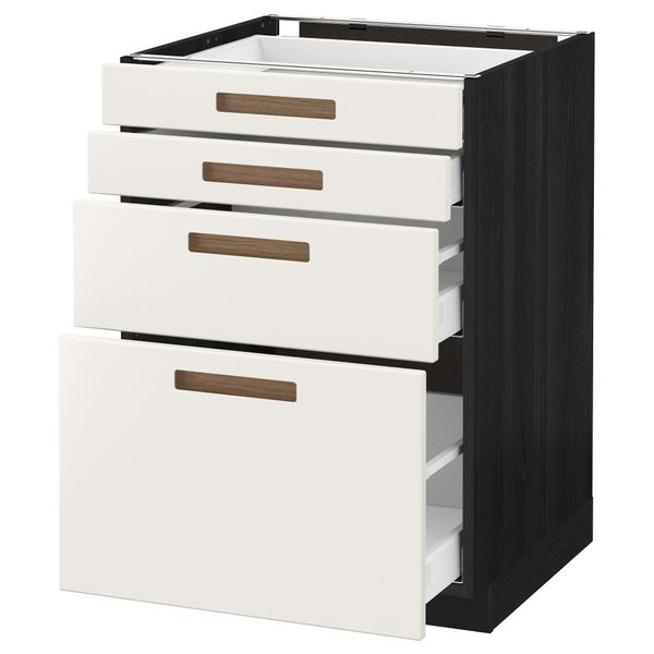 Напольный шкаф 4 фронтальных панели, 4 ящика МЕТОД / МАКСИМЕРА, черный, Мэрста белый - схема-чертеж с размерами