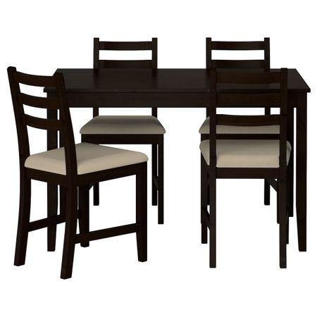 Стол и 4 стула, черно-коричневый/Рамна бежевый 118x74 см IKEA LERHAMN ЛЕРХАМН 593.062.49