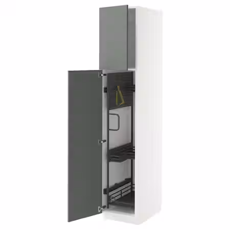 METOD Высокий шкаф с отд д/акс д/уборки