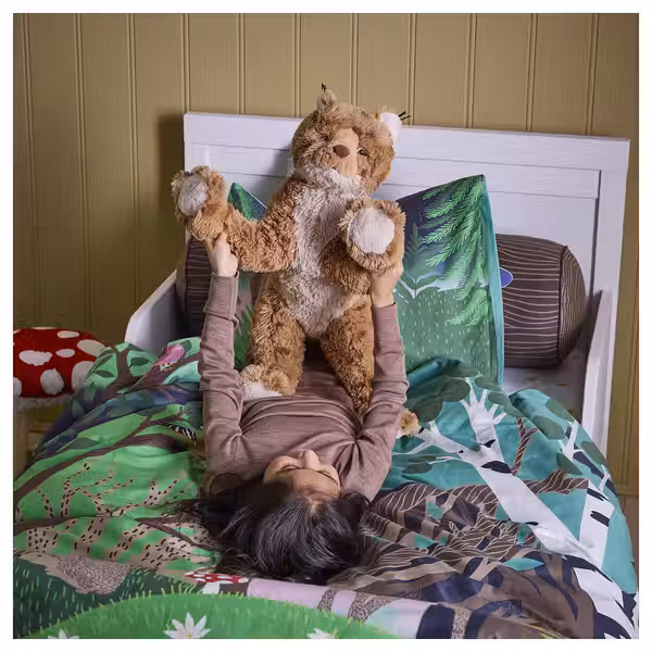 SKOGSDUVA СКОГСДУВА Мягкая игрушка - рысь/оранжевый коричневый 63 см - схема-чертеж с размерами