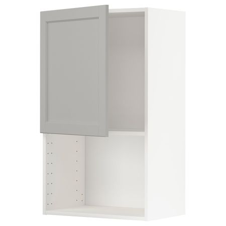 Навесной шкаф для СВЧ-печи, белый/Лерхюттан светло-серый 60x100 см IKEA METOD МЕТОД 693.186.52