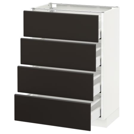 Напольный шкаф 4 фронтальных панели, 4 ящика, 60x37 cm IKEA METOD МЕТОД, MAXIMERA МАКСИМЕРА 492.120.05