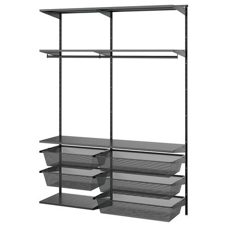 BOAXEL Гардероб, комбинация - антрацит/металлический 145x40x201 см