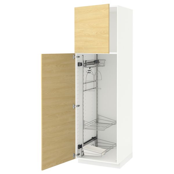 Высокий шкаф с отделением для аксессуаров, для уборки МЕТОД, белый, Тингсрид береза - схема-чертеж с размерами