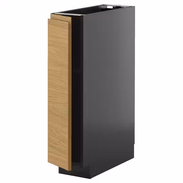 METOD Напольный шкаф с полками - черно-серый/Voxtorp под дуб 20x60 см - фото 1