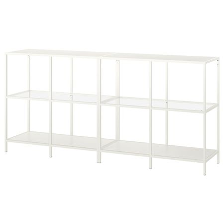 Комбинация для хранения, белый/стекло 200x36x93 см IKEA VITTSJÖ ВИТШЁ 092.945.31