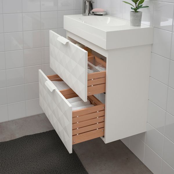 Шкаф для раковины с 2 ящ, Решён белый 60x32x58 см IKEA ГОДМОРГОН 803.909.86 - схема-чертеж с размерами