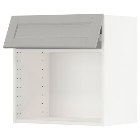 Навесной шкаф для/СВЧ,нажимн механизм, белый/Лерхюттан светло-серый 60x60 см IKEA METOD МЕТОД 693.939.67