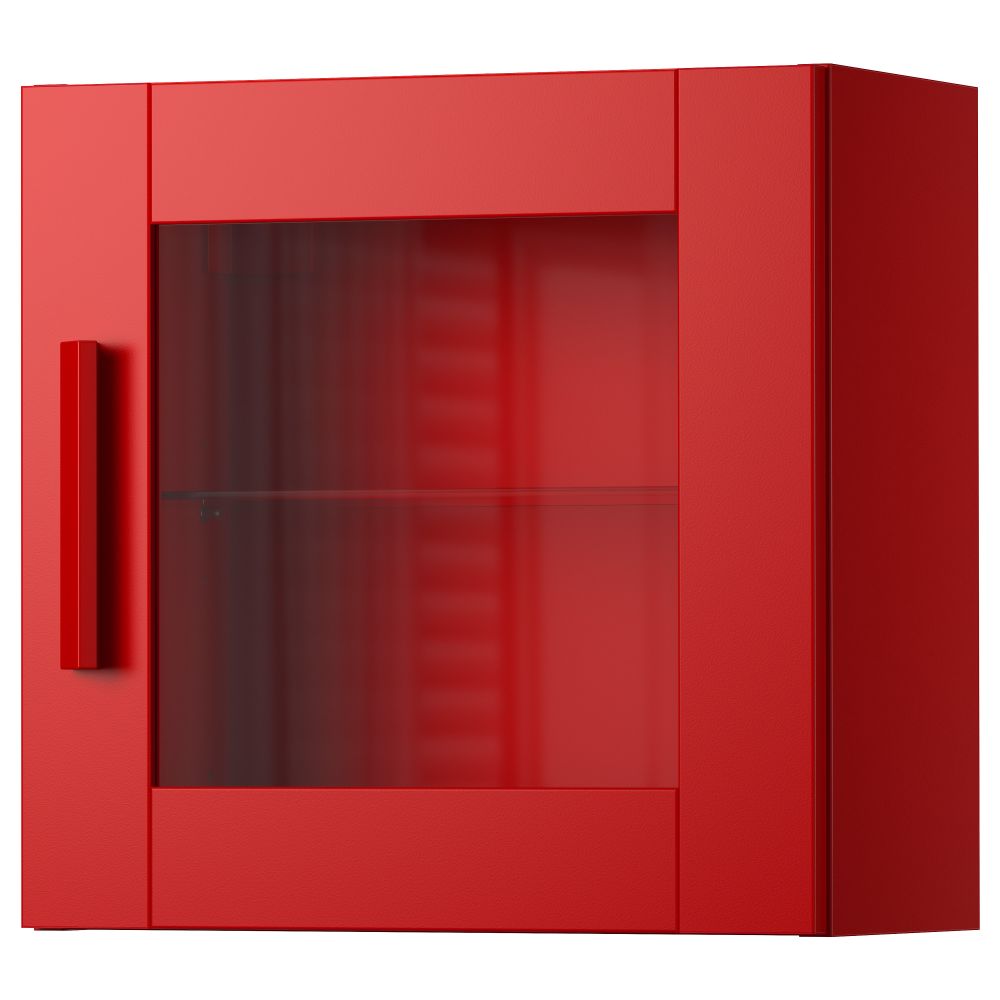 Навесной шкаф со стеклянной дверью БРИМНЭС, красный (39x39 см) - фото 1