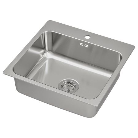 Одинарная врезная мойка, нержавеющая сталь 56x53 см IKEA LÅNGUDDEN ЛОНГУДДЕН 892.430.43