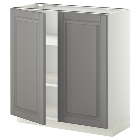 Напольный шкаф с полками/2дверцами, белый/Будбин серый 80x37 см IKEA METOD МЕТОД 094.470.44