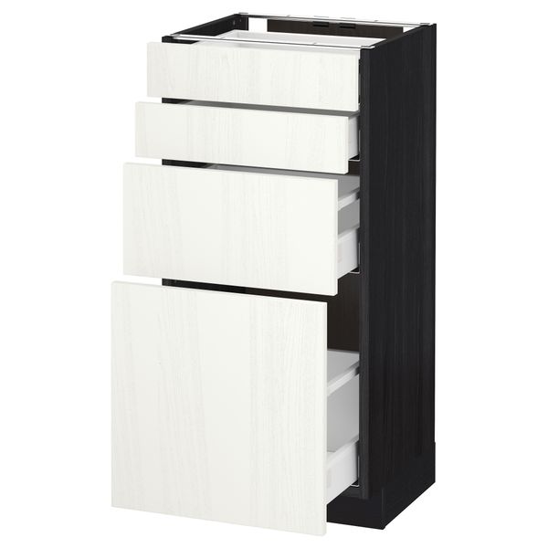 Напольный шкаф 4 фронтальных панели, 4 ящика МЕТОД / МАКСИМЕРА, черный, Росдаль белый - схема-чертеж с размерами